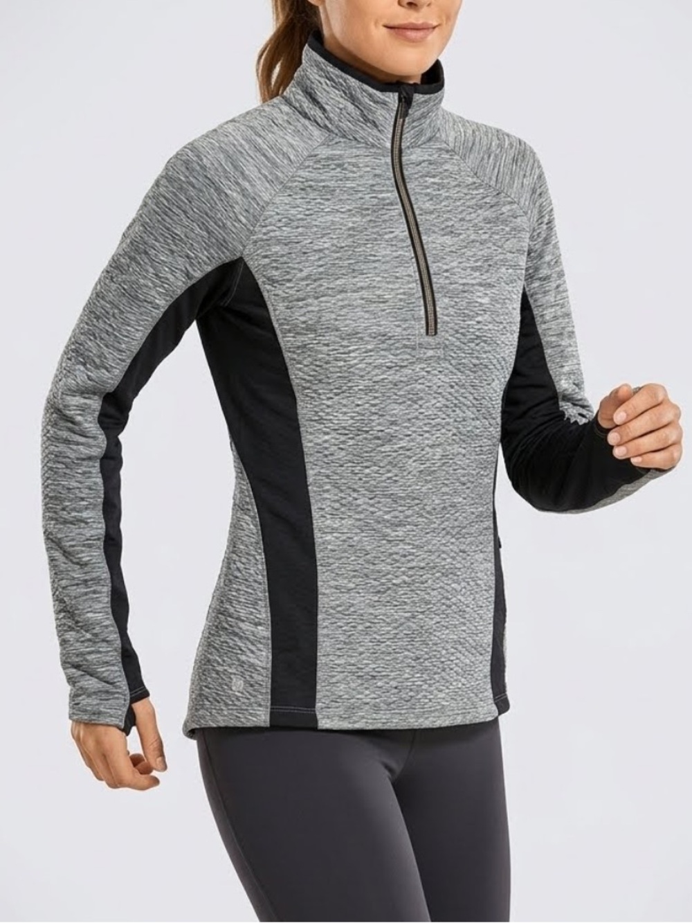 ATHLETA Snowscape 1/2 Zip Pullover Grey Black Medium